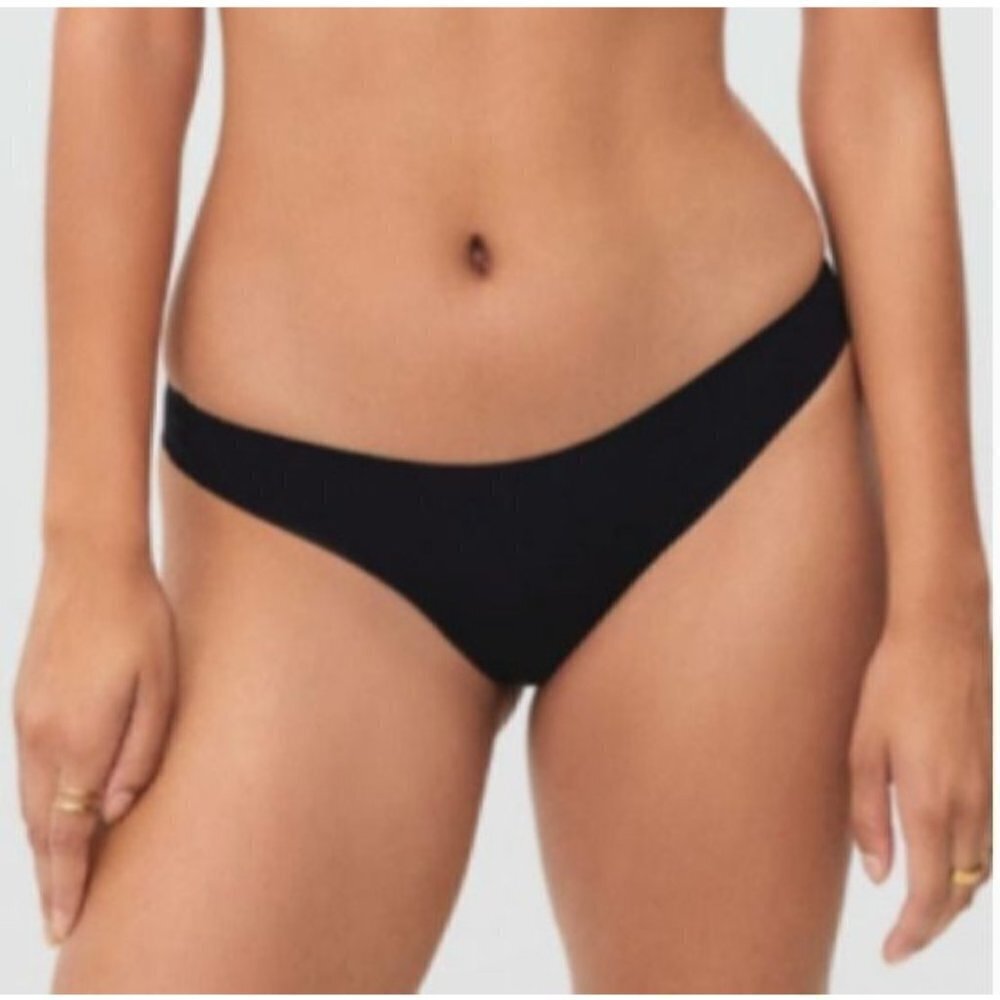 Everlane Bikini Bottom Swimwear Low Rise Solid Classic Small Black Women NWT